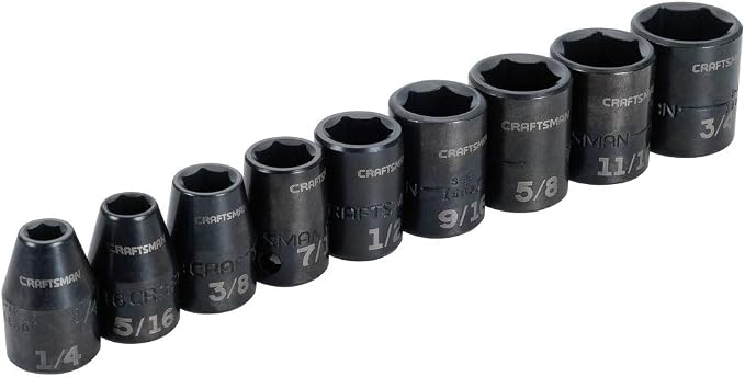 CRAFTSMAN Impact Socket Set, SAE, 3/8", 9Piece (CMMT15880)