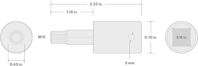 TEKTON 3/8 Inch Drive x M10 Triple Square Impact Bit Socket | SIB18210