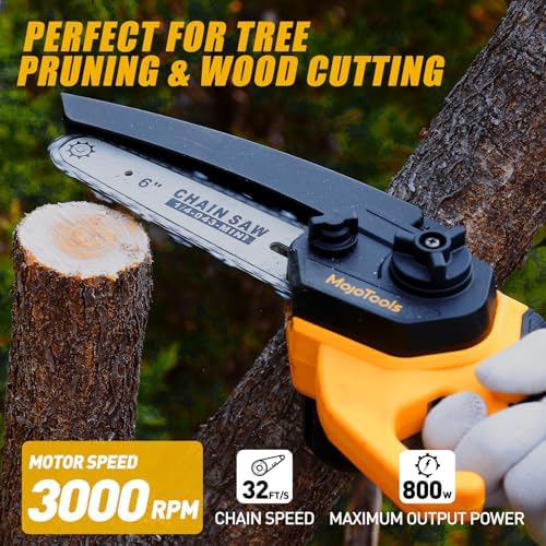 2-in-1 Cordless Mini Chainsaw & Pole Saw – 15FT Extendable Tree Trimmer | 20V Battery-Powered, Lightweightv,Gift for Dad Husband & Safe Garden Tool for Pruning & Wood Cutting