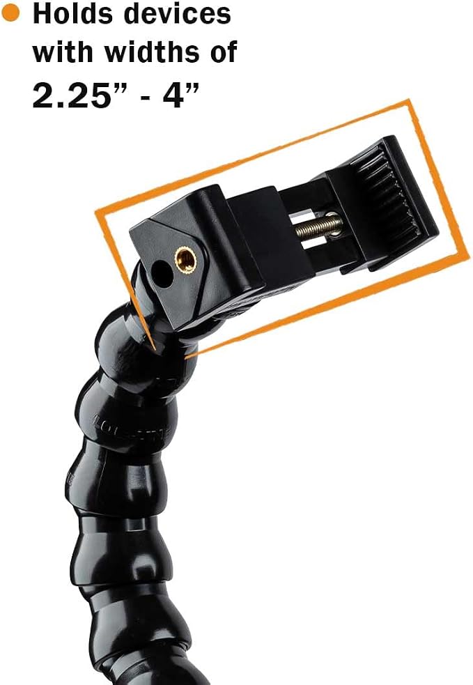 MOGO ModularHose Assistive Technology Phone Holder with Heavy-Duty Spring Clamp (Opens to 2"), 18 Inch Arm
