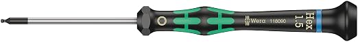 Wera 2052/6 Kraftform Micro Ballhead Hexagon Electronics Screwdriver Set and Rack, 6-Piece
