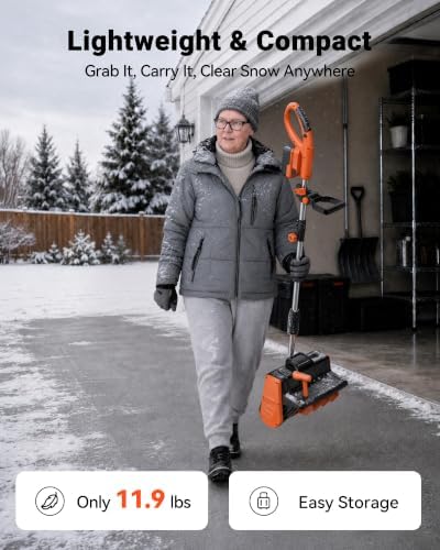 VOLTASK Cordless Snow Shovel Brushless 24V, 13-Inch Electric Snow Blower with 4-Ah Battery & Fast Charger, 25-Ft Snow Throw, Lightweight Waterproof Design for Driveway & Steps