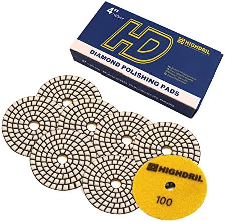 Dry Diamond Polishing Pads - 8pcs 4 inch #100 Sanding Pads Kit for Granite Marble Ceramic Used on Angle Grinder or Polisher