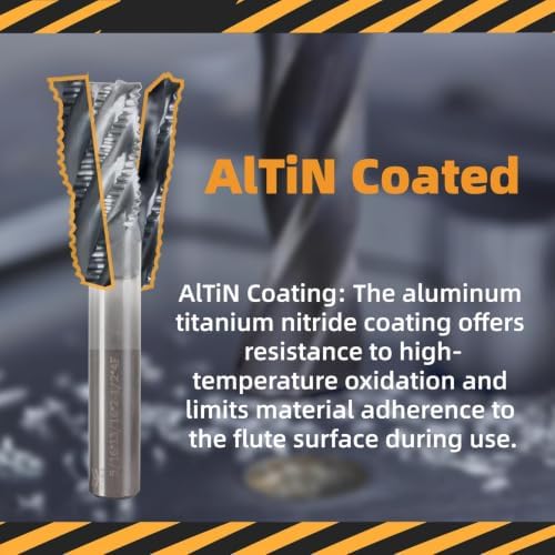 5/16" 4 Flute Roughing End Mill AlTiN Coated Carbide, 5Pcs