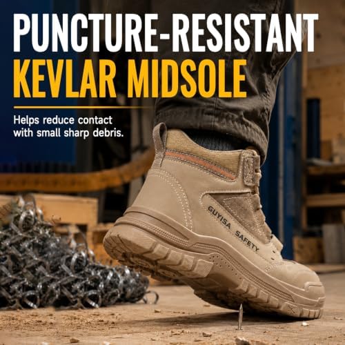 GUSAYEX Steel Toe Boots for Men Puncture Resistant Work Boots