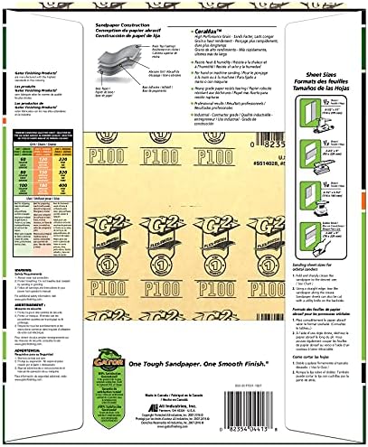 Gator CeraMax 9" x 11" Ceramic Sanding Sheets, 100 Grit, 25 Pack