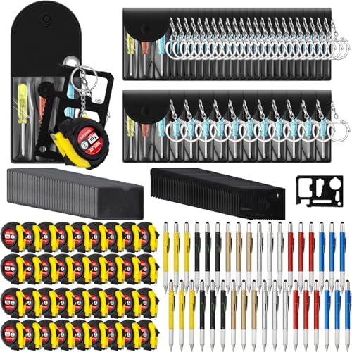 144 Pcs Mini Screwdriver Tape Keychain Set Multitool Pen Card Father's Gifts Bulk Mini Tool Set for Adult Men Dad (Multicolor)