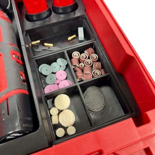 M12 Rotary Tool Packout Organizer with Tool, Battery and Bit Storage for Packout Compact Tool Box, Battery and Blade Storage, Insert Only 2460-20 & 2525-20 – Fits Packout 48-22-8435