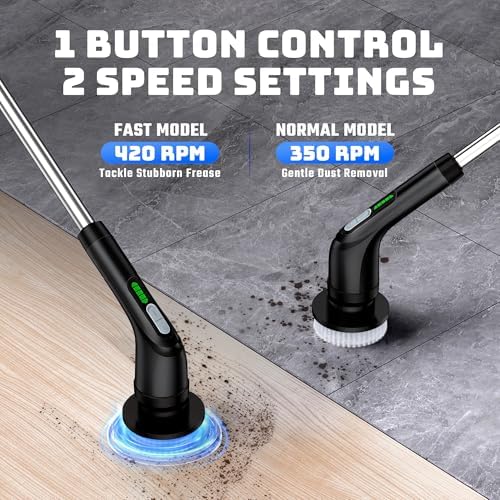Electric Spin Scrubber for Bathroom: Shower Cleaner Brush with Long Handle