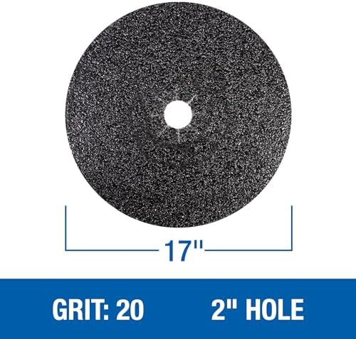 Mercer Industries 427020 Silicon Carbide Floor Sanding Disc, Cloth Back, 17" x 2" Hole, Grit 20X, 20-Pack