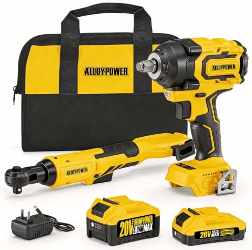 20V 1/2 "Cordless Brushless Impact Wrench& 3/8'' Ratchet Combo Kit