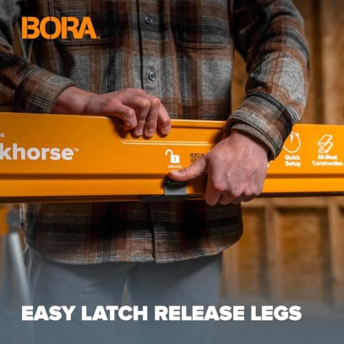 BORA Workhorse X Saw Horses 2 Pack Folding Heavy Duty Metal Sawhorse
