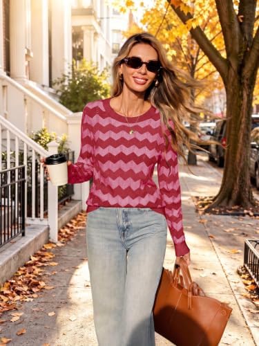 Womens Sweaters Crew Neck Long Sleeve Casual Fall Outfits Fashion Clothing