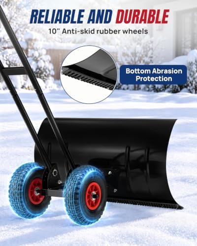 Snow Shovel with Wheels 29" Blade 5-Level Adjustable Handle