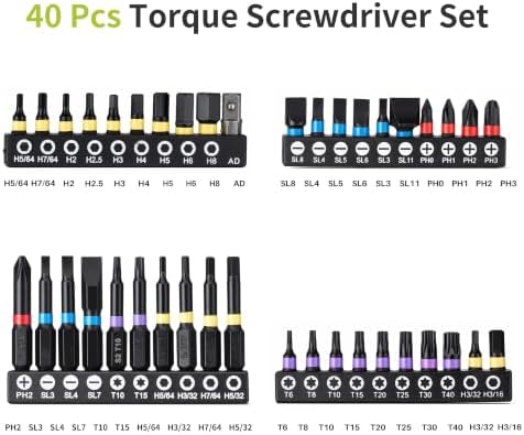 Torque Screwdriver Set, 10-80 In-lb with Adapter for Gunsmith