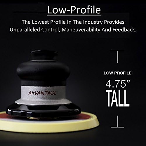 AirVANTAGE Industrial Grade Random Orbital Air Sander Non-Vacuum With Low-Profile Pad, 1/4 in. NPT Air Inlet (5": 3/16- Hook & Loop)