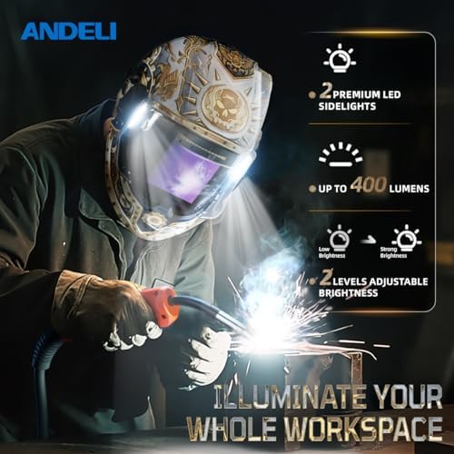 ANDELI Auto Darkening Welding Helmet with Light,with Internal Display
