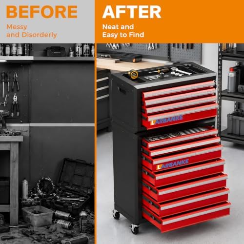 LARBANKE 11-Drawer Rolling Tool Chest with Wheels&Locks, Red Tool Cabinet