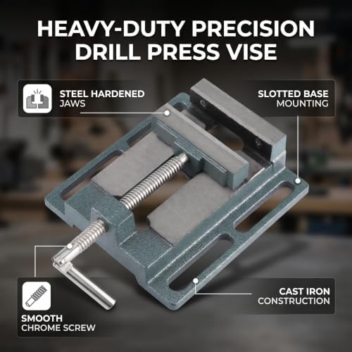Drill Press Vise, 6" Heavy Duty Cast Iron Opening Size Milling Vice Holder Bench Clamp Woodworking Clamping Vise Machine Bench Top Mount