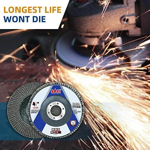 Sali 100 Pack Flap Disc 60 Grit 4.5" x 7/8-Inch Sanding Disc Bevel Type #29 Premium and Industrial Grade Angle Grinder Grinding Wheel High Performance Edge Grinding