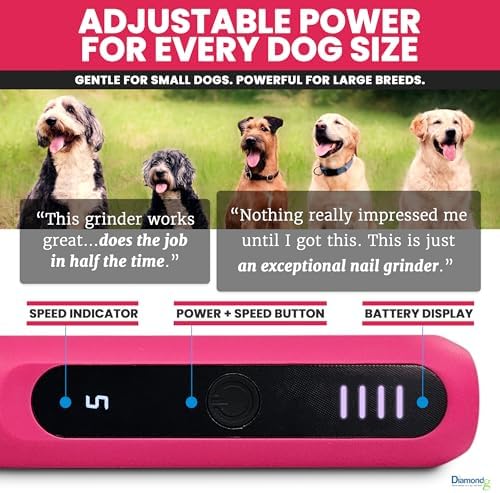 Diamondg Micro Dog Nail Grinder - Quiet Sound with LED Light, Pink