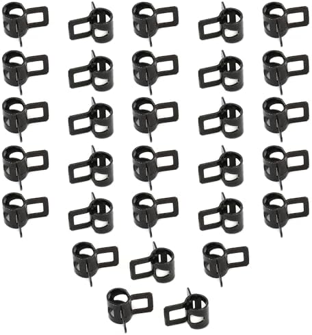 100pcs 0.24" ID Constant Tension Band Hose Clamps, 6mm Spring Band Type Action Hose Clamp Manganese Steel Fuel Line Clamp Low Pressure Air Clip Clamp for Fuel Hose Line Water Pipe Air Tube black