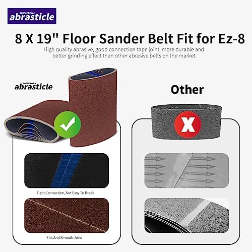 12 Packs 8 x 19 inch 100 Grit Cloth Floor Sanding Belts Ideal for Sanding Commercial and Residential Flooring