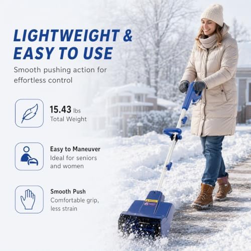 11 Inch Cordless Snow Shovel 24V Electric Snow Blower Portable Snow Shovel with 20ft Throwing Distance & Removable Battery Pro Snow Blower for Driveway, Steps, Patio, Sidewalk