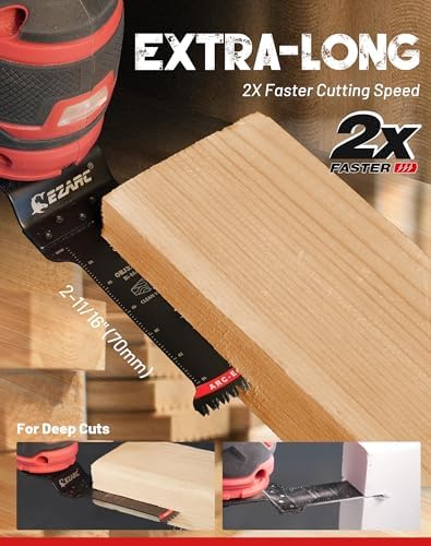 EZARC Bi-Metal Arc Edge Oscillating Tool Blade, 2-11/16" Extra-Long Japanese Teeth Oscillating Saw Blades for Clean Cuts in Hard Wood & Plastic, Universal Fit Multitool Blades, 5-Pack