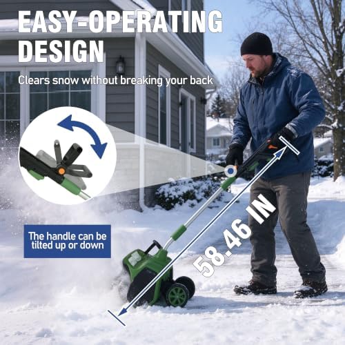 BlueWish 40V Electric Cordless Snow Blower, 17 Inch Battery Snow Thrower