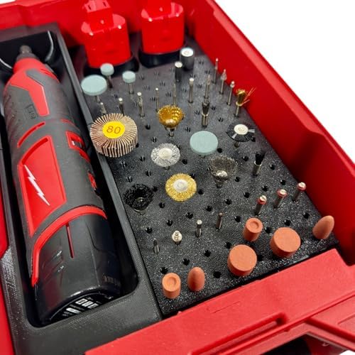 M12 Rotary Tool Packout Organizer with Tool, Battery and Bit Storage for Packout Compact Tool Box, Battery and Blade Storage, Insert Only 2460-20 & 2525-20 – Fits Packout 48-22-8435