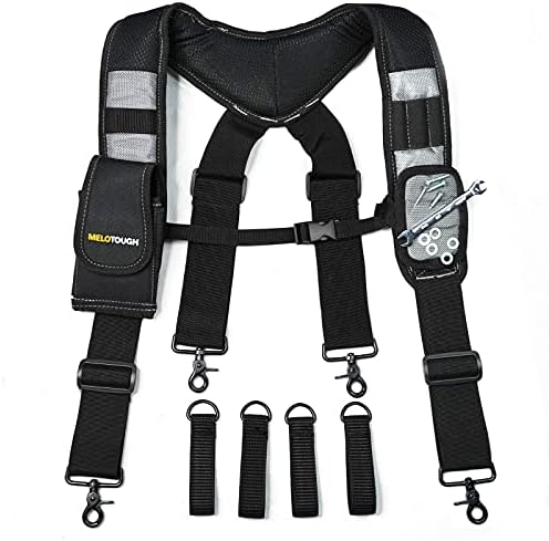 MELOTOUGH Magnetic Tool Belt Suspenders with Magnetic WristBand for Work Belt Padded Suspenders Constrcution