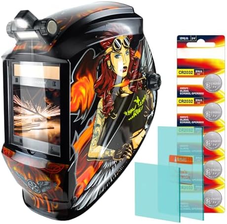 TRQWH Welding Helmet Auto Darkening Large Viewing True Color Solar Powered Welding Mask with 4 Arc Sensor Adjustable Wide Shade Range 4~5-8/9-13 Welder Mask with Grinding