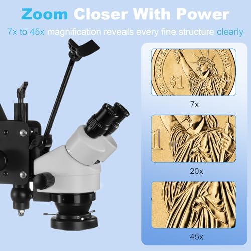 DZQ Jewelers Microscope with Ball Vise 7X-45X Micro Inlaid Mirror