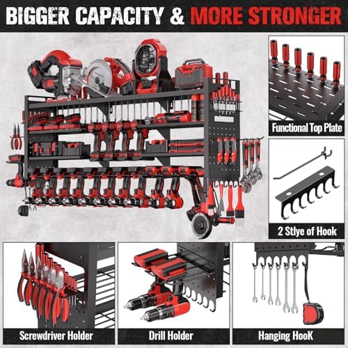 49.8" Power Tool Organizer Wall Mount,Holds 18 Cordless Drills