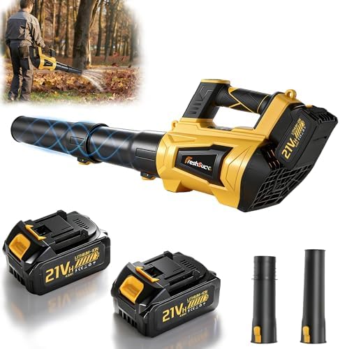 Leaf Blower Cordless - Cordless Handheld Leaf Blower with 21V 2 Rechargeable Batteries, Lightweight Electric Blower for Lawn, Yard, Garden, Patio, Leaves, Dust, Snow Cleaning, 750 CFM 260 MPH