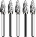 Carbide Burr Set 1/4" Shank SF-3 Die Grinder Bits Tungsten Double Cut Burr Bits (3/8" Cutter Dia X 0.84" Cutter Length) for Die Grinder Kits Metal Grinding Drilling Polishing (5pcs)