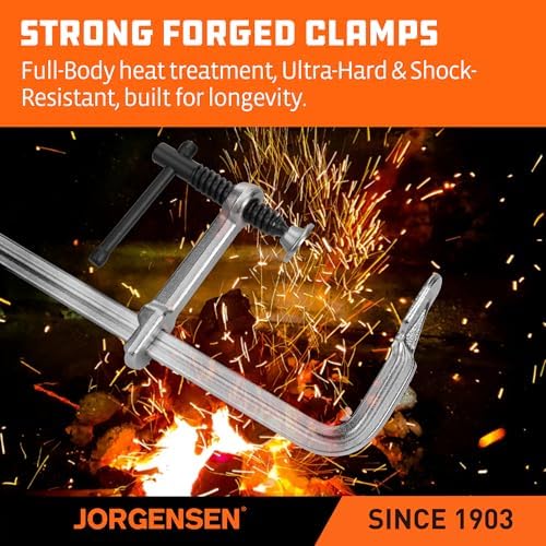 Jorgensen 18-Inch Light-Duty Drop Forged Steel Bar Clamps, 2-Pack