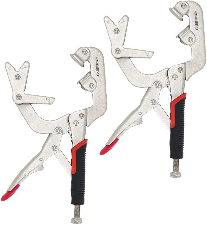 Monster & Master Welding Pipe Plier Clamp, Fast Release, C-Clamp Locking with Large V-Pads, 10 Inch (2-Piece), ATHUS-MM-WLP-S9x2