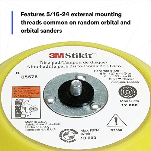 3M Stikit Abrasive Disc Back-up Pad, 05576, Blue, 6 in x 3/4 in 5/16-24