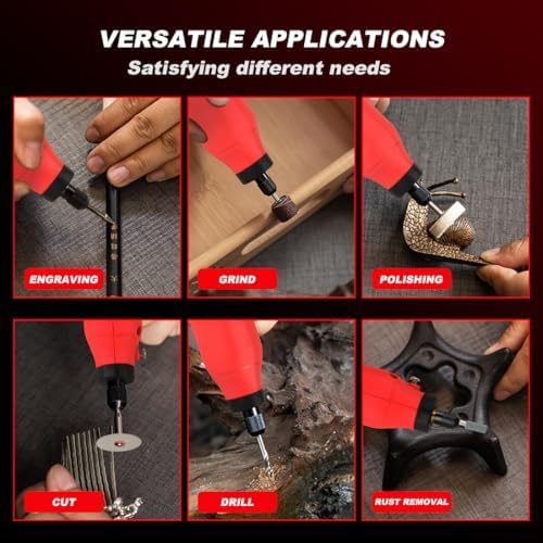 Cordless Rotary Tool Kit 6 Variable Speeds Grinder Tool Compatible with Milwaukee 18V Battery (NO Battery) with 24 Accessories for Drilling, Grinding, Polishing, Engraving and DIY