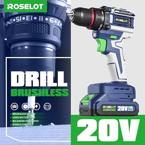 20V Brushless Cordless Drill Set, 531 In-lb Torque, 2x1.5Ah Batteries & Tool Box Included, Compact Power Drill Kit for Home Repair & DIY Projects