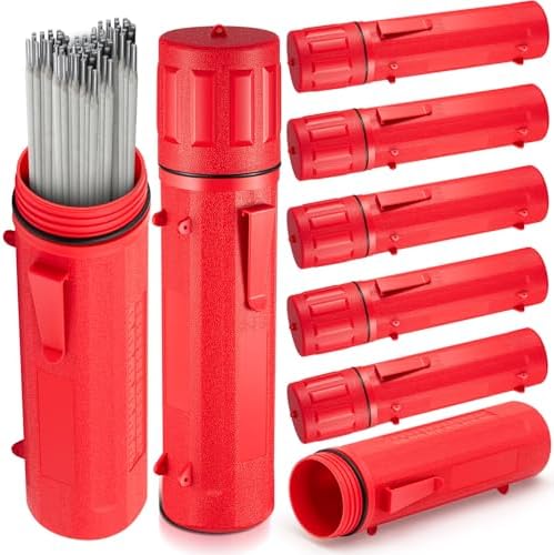 Zonon 8 Pcs Welding Rod Holder Stick Welding Electrode Rod Storage Tube 14 Inch Rod Storage Container Airproof Welding Rod Holder Waterproof Storage Canister for Welding Rod(Red)