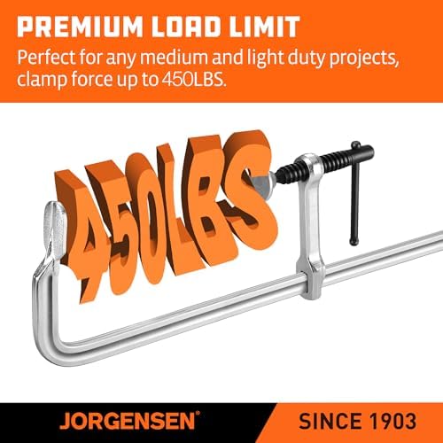 Jorgensen 18-Inch Light-Duty Drop Forged Steel Bar Clamps, 2-Pack