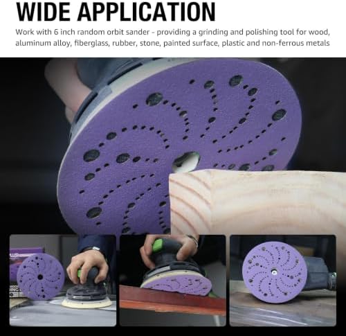 6 Inch Sanding Discs 50PCS Ceramic Hook and Loop Orbital Sander Sandpaper 800 Grit Multi-Hole Pattern Abrasive Sanding Disc for Random Orbital Sander