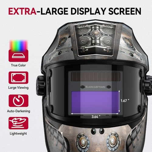 ARCCAPTAIN Welding Hood, 1/1/1/1 True Color Auto Darkening Welding Helmet