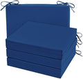 Cozyide Outdoor Chair Cushions, Waterproof Patio Seat Cushions with Adjustable Straps, Square Corner Patio Chair Cushions for Garden, Royal Blue, 18.5x16x3 Inch (Pack of 4)