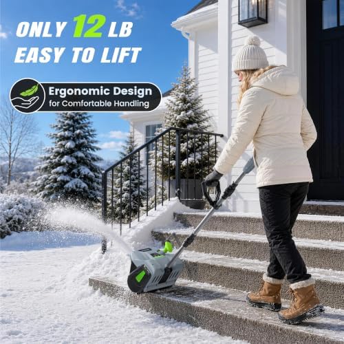 20V Cordless Snow Shovel, 13" Snow Blower for Driveway/Steps/Patio/Sidewalk