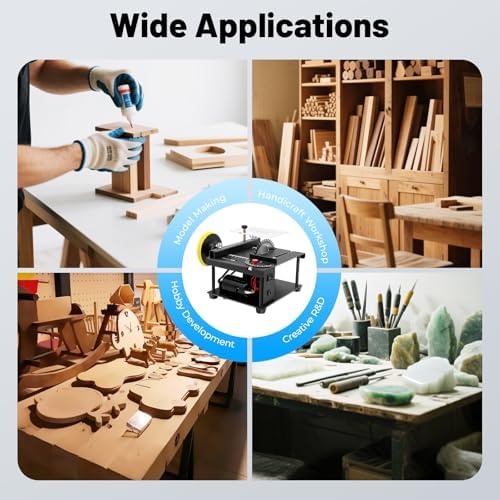 Mini Table Saw 200W Portable Desktop Electric Saw with 7-Speed and 0-90° Angle Adjustment, Multi-Functional Tool for Wood Acrylic Plastic and PCB Cutting Engraving Drilling