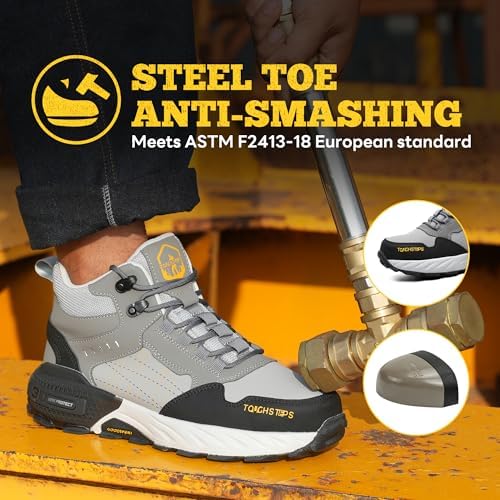 Steel Toe Work Shoes for Men Women, Puncture Resistant Safety Work Boots, 6" Lightweight Comfortable Industrial Construction Boot, Indestructible Utility Sneakers